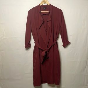 American Apparel - Womens XS Burgundy Long Jacket (two pocket, front tie)
